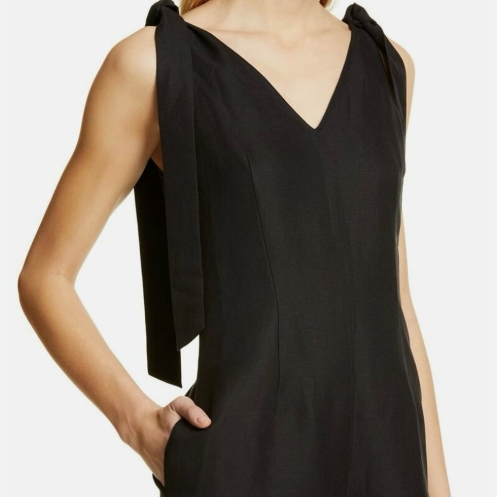 Kate Spade Linen Tie Jumpsuit In Black - Picture 4 of 11